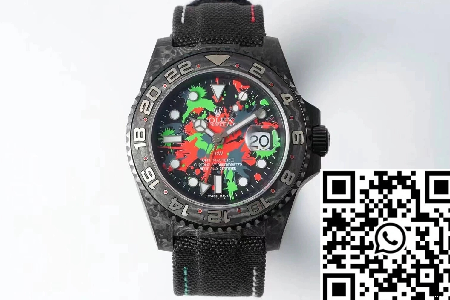 Diw Fiber Strap Fabric GMT-MASTER II Black 1164 Carbon Dial Resilient Color Rolex 0716